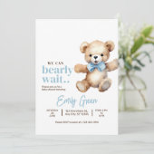 Invitation Baby shower Ours En Teddy, On Peut Attendre (Debout devant)