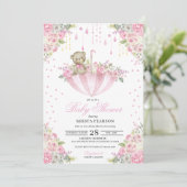 Invitation Baby shower Ours En Teddy Pink Baby Sprinkle Parap (Debout devant)