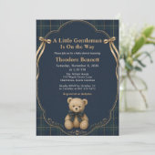 Invitation Baby Shower Ours en Vichy Prépa (Debout devant)