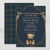 Invitation Baby Shower Ours en Vichy Prépa (Devant / Derrière)