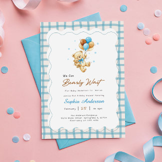 Invitation Baby Shower Ours en Vichy Prépa