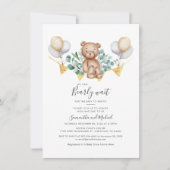 Invitation Baby shower Ours Eucalyptus Nous Pouvons Attendre (Devant)