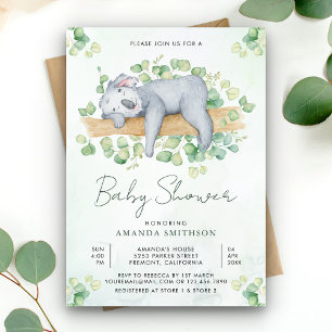 Invitation Baby shower Ours Koala à couchage agréable