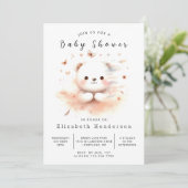 Invitation Baby shower Ours modifiable Boho (Debout devant)