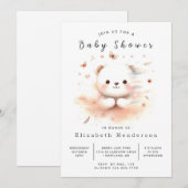Invitation Baby shower Ours modifiable Boho (Devant / Derrière)