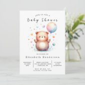 Invitation Baby shower Ours modifiable Boho (Debout devant)