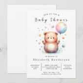 Invitation Baby shower Ours modifiable Boho (Devant / Derrière)