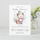 Invitation Baby shower Ours modifiable Whimsy (Debout devant)