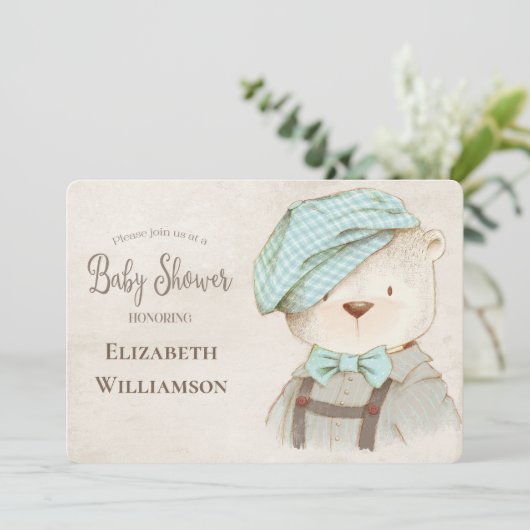 Invitation Baby shower Ours mou (Debout devant)