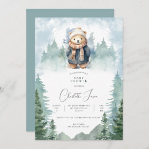 Invitation Baby shower Ours mou de la forêt d'hive