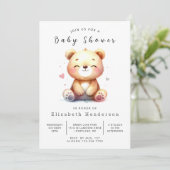 Invitation Baby shower Ours numérique Boho (Debout devant)
