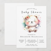 Invitation Baby shower Ours numérique moderne (Devant / Derrière)