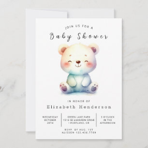 Invitation Baby shower Ours numérique Woodland