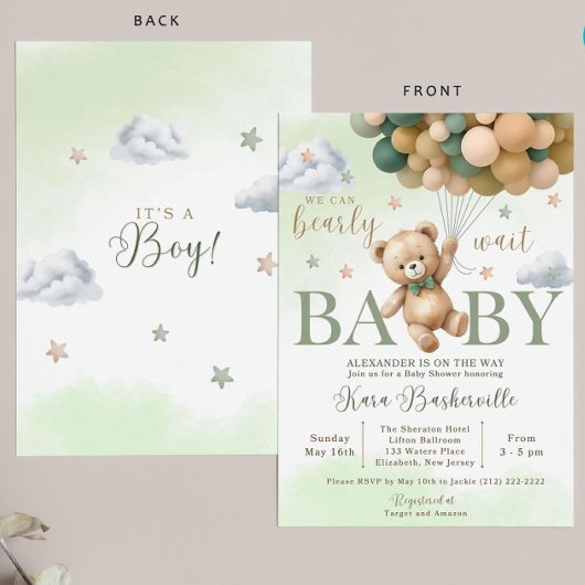 Invitation Baby shower Ours, On Peut Attendre Impé
