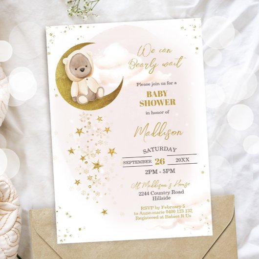 Invitation Baby shower Ours Ours Ours Jaune