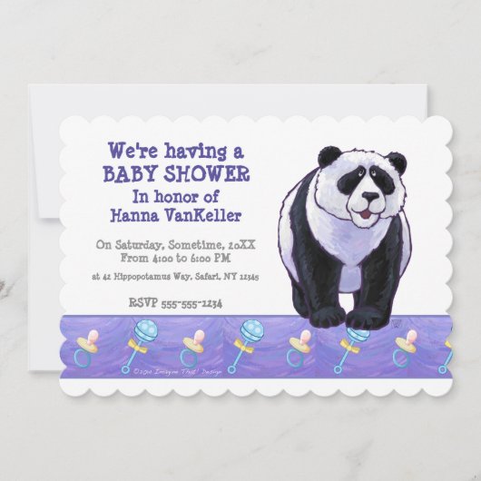 Invitation Baby shower Ours Panda Cute (Devant)