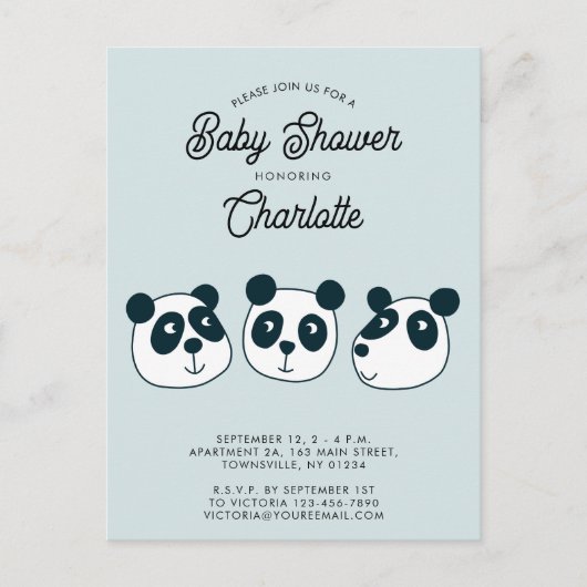 Invitation Baby shower Ours Panda géant (Devant)