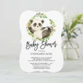 Invitation Baby shower Ours Panda moderne (Debout devant)