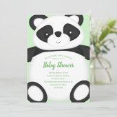 Invitation Baby shower Ours Panda Vert (Debout devant)