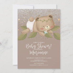 Invitation Baby shower Ours Parties scintillant Bohemian Star