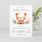 Invitation Baby shower Ours Pastel Editable (Debout devant)