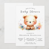 Invitation Baby shower Ours Pastel Editable (Devant / Derrière)