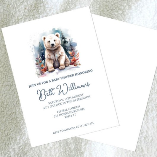 Invitation Baby shower Ours Polaire