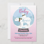 Invitation Baby shower Ours polaire d'hiver Globe des neiges (Devant)