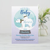 Invitation Baby shower Ours polaire d'hiver Globe des neiges  (Debout devant)