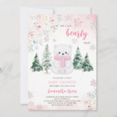 Invitation Baby shower Ours rose (Devant)