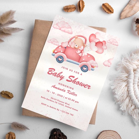 Invitation Baby shower Ours Rose