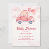 Invitation Baby shower Ours Rose (Devant)
