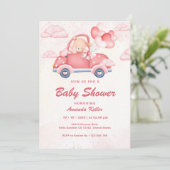 Invitation Baby shower Ours Rose (Debout devant)