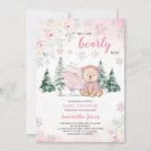 Invitation Baby Shower Ours Rose (Devant)
