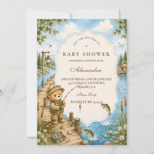 Invitation Baby Shower Ours Rustique Pêche
