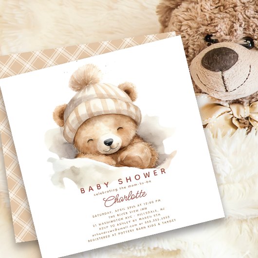 Invitation Baby shower Ours Snuggle
