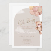 Invitation Baby shower Ours Teddy (Devant / Derrière)