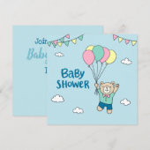 Invitation Baby shower Ours Teddy (Devant / Derrière)