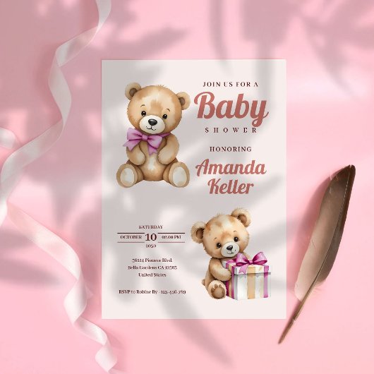 Invitation Baby shower Ours Teddy