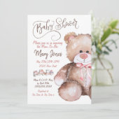 Invitation Baby shower Ours Teddy (Debout devant)