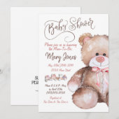 Invitation Baby shower Ours Teddy (Devant / Derrière)