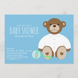 Invitation Baby shower Ours Teddy, arrière - plan 