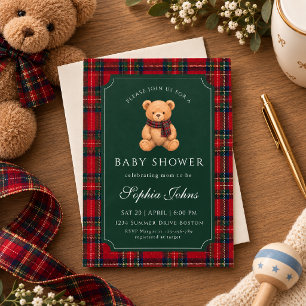 Invitation Baby shower ours Teddy Bear Noël préparé avec élég