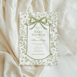 Invitation Baby shower Ours Teddy | Élégant
