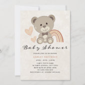 Invitation Baby shower Ours Teddy Hommes Neutre (Devant)