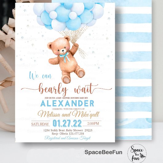 Invitation Baby shower Ours Teddy On Peut Bearly W