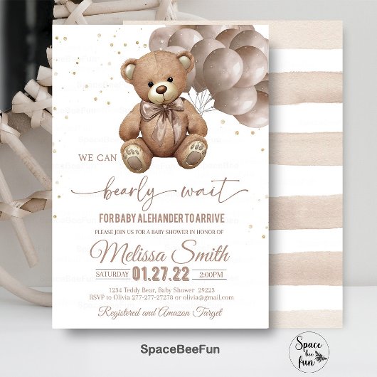 Invitation Baby shower Ours Teddy On Peut Bearly W