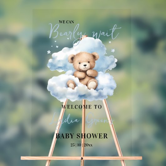 Invitation Baby shower Ours Teddy, Peut Attendre R (Neutre)