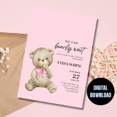 Invitation Baby shower Ours Teddy, Peut Attendre R