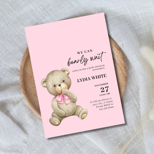 Invitation Baby shower Ours Teddy, Peut Attendre R
